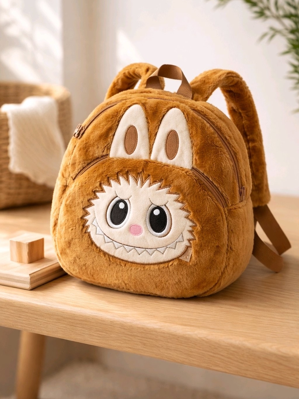 Plush Generic Labu Cute Character Mini Backpack in Brown